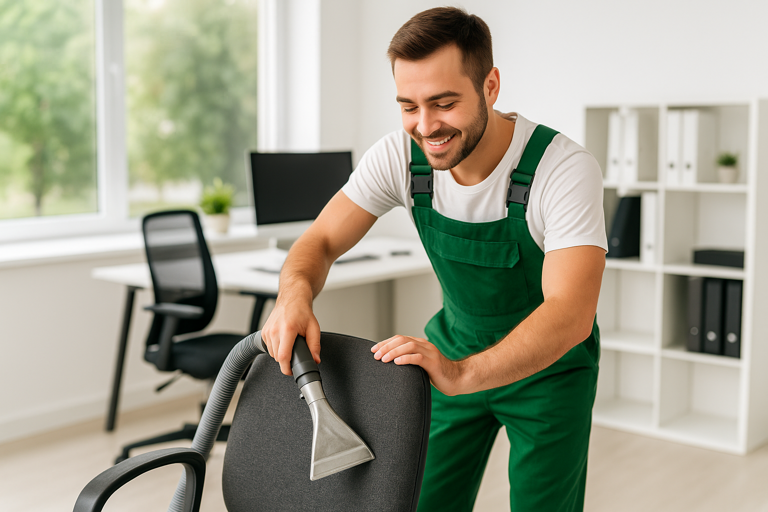 Commercial office chair deep cleaning at a Kent, Ohio business